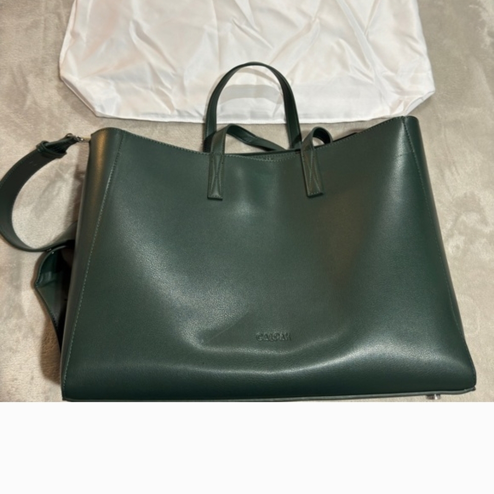 Calpak Haven Limited Edition Green Leather Laptop Tote - Picture 2 of 4